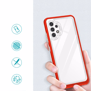 Clear 3in1 Case for Samsung Galaxy A32 5G Frame Gel Cover Red