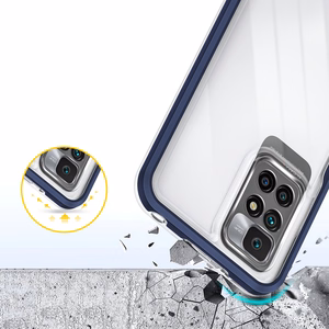 Skaidrus 3in1 dėklas Xiaomi Redmi 10 rėmelio gelinis dangtelis mėlynas