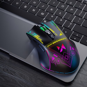 "Wozinsky WMGB-3200" belaidė optinė žaidimų pelė su įmontuotu įkraunamu akumuliatoriumi 3200 DPI su RGB apšvietimu - juoda