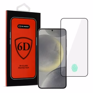 Закалённое стекло Tel Protect Full Glue 6D для Samsung Galaxy S24 чёрное (с разблокировкой по отпечатку)