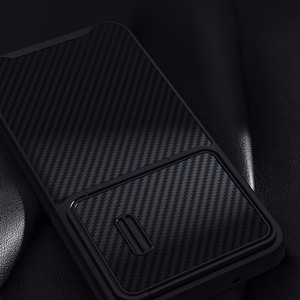Nillkin Sintetinio pluošto S dėklas telefonui Samsung Galaxy S23 su kameros dangteliu juodas