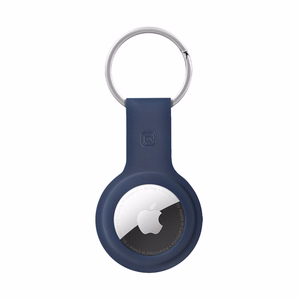 Чехол Crong Silicone для Apple AirTag 1 / 2, с кольцом для ключей, тёмно-синий