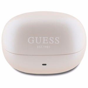 Guess Bluetooth ausinės GUTWST88MCTGP TWS + įkrovimo stotelė rožinės kapsulė spausdintas logotipas