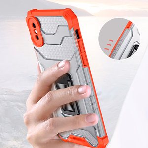 Crystal Ring Case tvirtas smūgiams atsparus dėklas su stovu, skirtas iPhone XS Max, raudonas