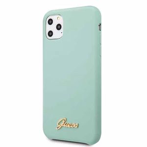 Guess GUHCN58LSLMGG iPhone 11 Pro žalias kietas dėklas Silikoninis Vintage Gold Logo