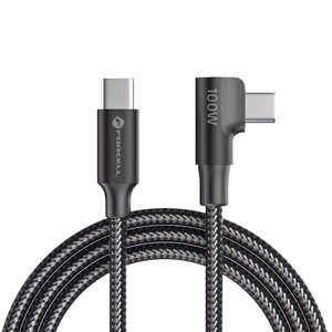 Кабель USB C - USB C Forcell F-Energy QC4.0 PD 5A 100W Cafule 90° 1,2 m CC-1Deg черный