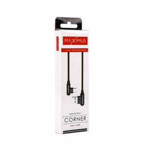 Кабель MX CORNER быстрая зарядка Type-C 2.4A/1M/черный угловой