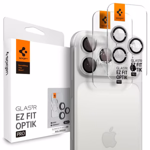 Spigen Optik Pro GLAS.TR ”EZ FIT” Camera Cover 2-pack for iPhone 16 Pro / Max / 17 Pro / Max - Silver