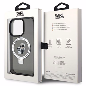 Karl Lagerfeld KLHMP15XHMRSKCK iPhone 15 Pro Max 6.7" juodas kietas dėklas su stovu Karl&Choupette MagSafe
