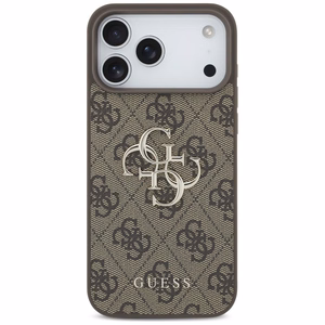 Чехол Guess PU 4G Metal Logo для Apple iPhone 18 Pro, коричневый