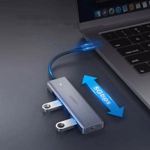 Ugreen USB Type C Šakotuvas - 4x USB 3.2 Gen 1 su USB-C maitinimo prievadu pilkas (CM219 70336)