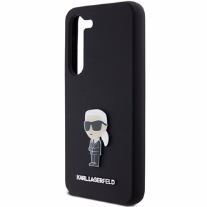 Karl Lagerfeld silikoninis Ikonik metalinis smeigtukas dėklas telefonui Samsung Galaxy S23+ - juodas