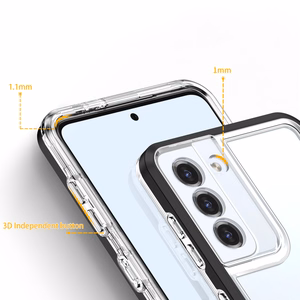 Skaidrus 3in1 dėklas Samsung Galaxy S21 + 5G (S21 Plus 5G) rėmelio gelinis dangtelis juodas