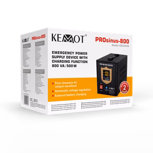 KEMOT PROsinus-800 rezervinis maitinimo šaltinis, grynos sinusoidės keitiklis su įkrovimo funkcija, 12 V/230 V, 800 VA/500 W, juodas