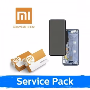 LCD Display Compatible With Xiaomi Mi 10 Lite 5G With Frame / Cosmic Gray / (Service Pack)