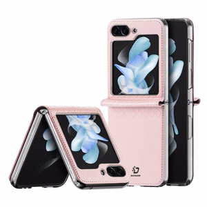 Кожаный чехол Dux Ducis Bril для Samsung Galaxy Z Flip 5 5G - розовый