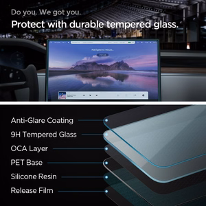 Spigen Glas.tR EZ Fit apsauginis stiklas Tesla Model X 2022 / Model S 2021 - juodas