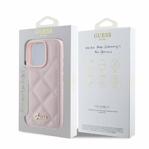 Guess Dygsniuotas Metalinis Logotipas dėklas telefonui iPhone 16 Pro - rožinis