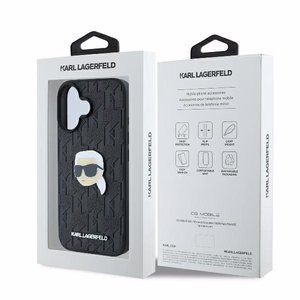 Karl Lagerfeld Monograma Karl Galva Smeigtukas iPhone 16 Dėklas - Juodas