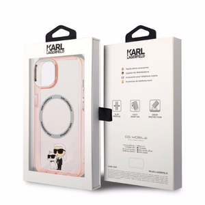 Karl Lagerfeld KLHMP14SHNKCIP iPhone 14 6.1" kietas dėklas pink/pink Iconic Karl&Choupette Magsafe