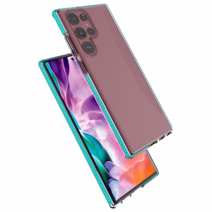 Spring Case dėklas su spalvotu rėmeliu Samsung Galaxy S22 Ultra šviesiai rožinis