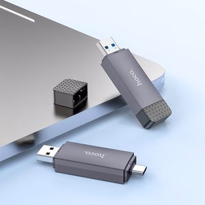 Картридер Hoco HB45 USB-C USB-A 2-в-1 USB2.0 серый