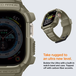 Spigen Rugged Armor Pro - Strap with case for Apple Watch Ultra 49 mm (Vintage Khaki)