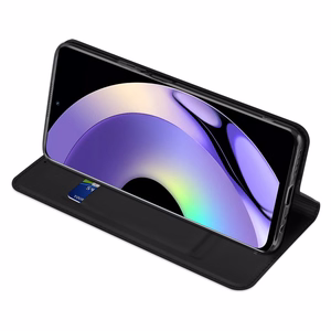 Dux Ducis Skin Pro Dėklas Realme 10 Pro lankstus dangtelis kortų piniginė stovas - juodas