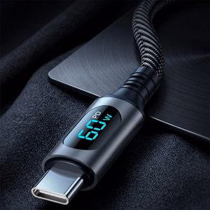 Кабель Blavec Zumi плетёный Type C — Type C PD 60W 3A LCD дисплей 1 м Apple CarPlay/Android Auto (CZU-CC3B10) чёрный