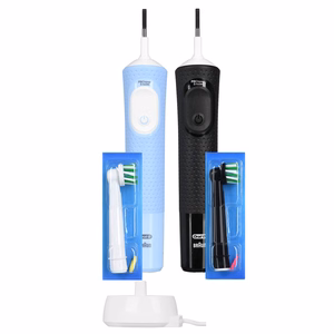 Oral-B Vitality Pro Duo – rechargeable electric toothbrush, 2 brush heads, 3 cleaning modes, black/blue/white