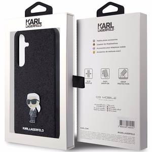 Karl Lagerfeld Fiksuotas Blizgus Ikonik Logotipas Metal Pin dėklas Samsung Galaxy A35 - juodas