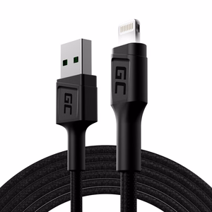 Green Cell KABGC12 USB-A–Lightning laidas, 2 m, juodas