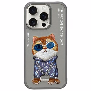 Nimmy Akiniai Kietas katinas dėklas telefonui iPhone 16 Pro Max - pilkas
