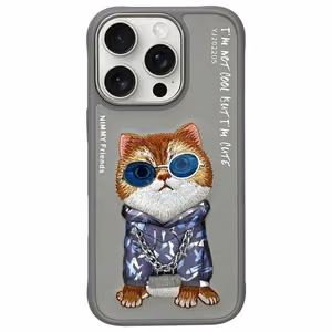 Nimmy Akiniai Kietas katinas dėklas telefonui iPhone 16 Pro Max - pilkas