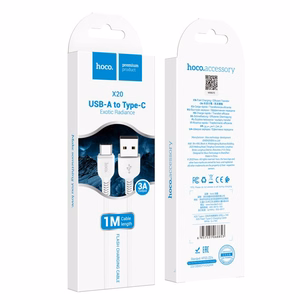 Hoco X20 USB-A į USB Type-C laidas, 2.4A, 1 m, baltas