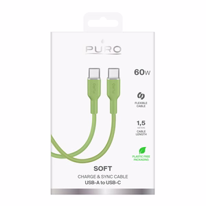 Кабель Puro ICON USB-C — USB-C 1.5м зелёный