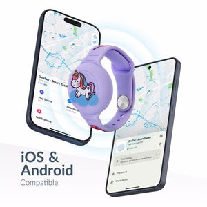 Beeep OneTag paieškos žymeklis su vaikiška silikonine apyranke „Unicorn“, Apple Find My / Android