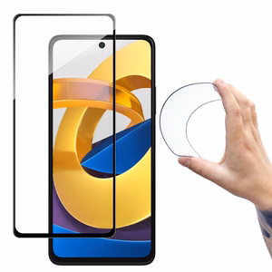 Wozinsky Pilnas dangtis Flexi Nano stiklo plėvelė grūdintas stiklas su rėmeliu Xiaomi Poco M4 Pro 5G skaidrus