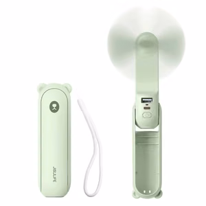 Jisulife rankinis ventiliatorius Life8 Mini, nešiojamas USB ventiliatorius su 2000mAh išorine baterija ir žibintuvėliu - žalias