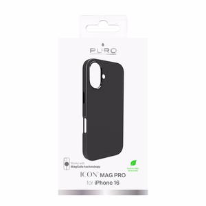 Puro Icon Mag Pro Magnetinis Silikoninis dėklas telefonui iPhone 16 - Juoda