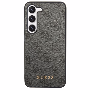 Guess GUHCS23SG4GFGR S23 S911 серый/серый жёсткий чехол 4G Metal с золотым логотипом
