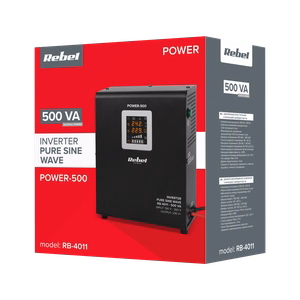 Rebel POWER-500 wall-mounted emergency power supply, pure sine wave inverter with charging, 12 V / 230 V, 500 VA / 300 W