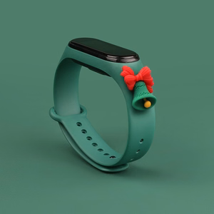 Strap Xmas for Xiaomi Mi Band 3 / 4 Christmas Silicone Strap Bracelet with Bell - Dark Green