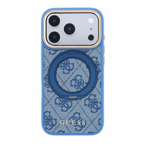 Dėklas Guess PU 4G Ring Stand MagSafe Apple iPhone 18 Pro mėlynas