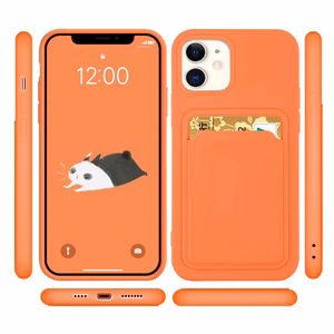 Card Чехол силиконовый кошелёк со слотом для карт и документов для iPhone 12 Pro Max оранжевый