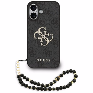 Dėklas Guess PU 4G Metal Logo Strap Apple iPhone 17 juodas
