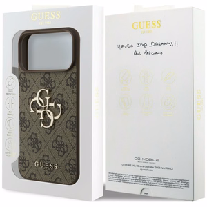 Чехол Guess PU 4G Metal Logo для Apple iPhone 18 Pro, коричневый