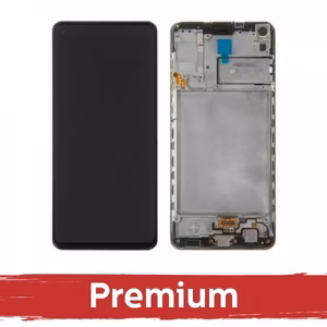 LCD ekranas, suderinamas su Samsung A217 A21s, juodas, su rėmeliu, OEM