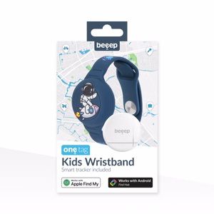 Beeep OneTag paieškos žymeklis su vaikiška silikonine apyranke „Astronaut“, Apple Find My / Android
