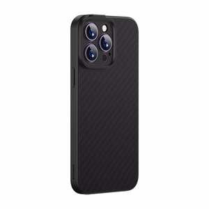 Magnetinis dėklas telefonui Baseus Synthetic Fiber Series iPhone 14 Pro (juodas) + grūdintas stiklas + valymo rinkinys